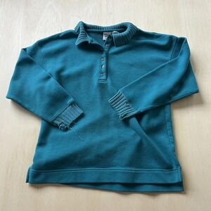 Vintage 80s 90s First Run Sweatshirt Mens Medium Blue Fleece Henley Pullover